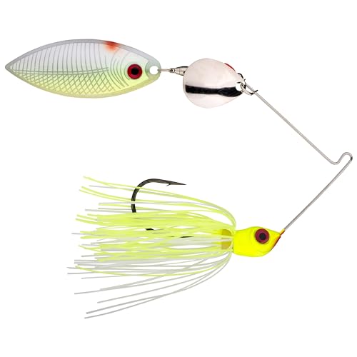 Strike King (REYE38CW-3) Red Eye Spinnerbait Fishing Lure, 203 - Chartreuse White, 3/8 oz, Large Red Eyes