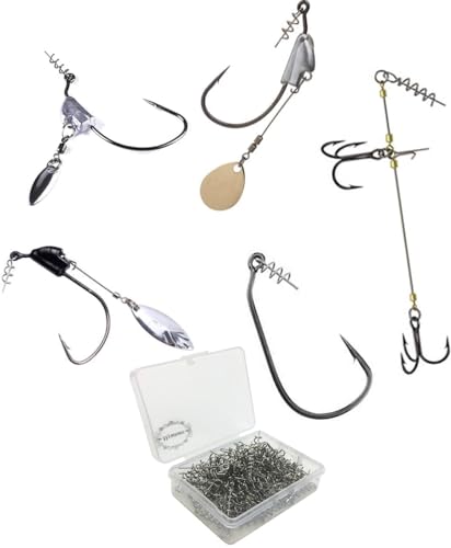 Soft Lure Spring Twist Lock, Fishing Crank Hook Centering Pin | Stainless Steel,Saltwater & Freshwater Safe, Easy To Attach & Remove, For Bass Trout Walleye, Storage Case, 15mm26mm33mm42mm - color: Nickel-B: 26*5mm 100pcs
