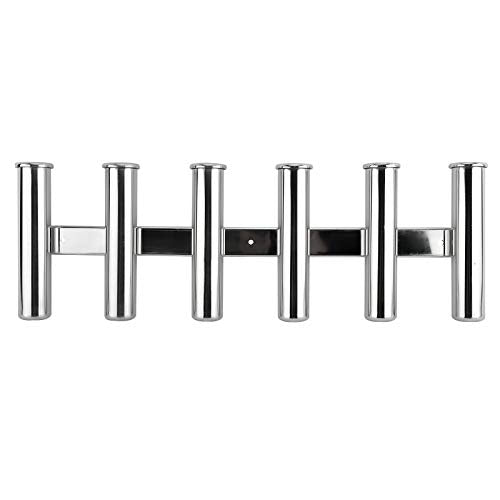 YaeMarine Fishing Rod Holder 316 Stainless Steel Fishing Rod Rack 3Tube/4Tube/5Tube/6Tube Mirror Finish for Marine Boat Yacht Camper - style: 6 Tube