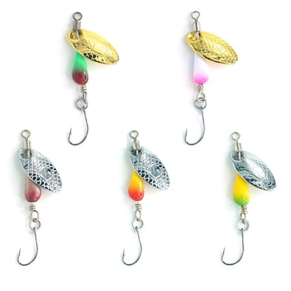 Trout Spinners - Fly Trout Fishing Lures for Bass Salmon Pike, Smallmouth Bass Lures with Brass Spinner for Lake River Fishing - color: Style E-0.1oz/10PCS