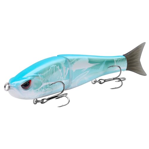 Bassdash SwimShad Glide Baits Jointed Swimbait Bass Pike Salmon Trout Muskie Fishing Lure - color: Fish Camo, size: 7in/2.2oz