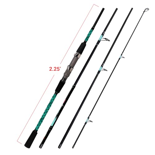 Fiblink Surf Fishing Rod Portable Travel Surf Spinning Rod 2 Piece/3 Piece/4 Piece Carbon Fiber Saltwater Fishing Rod 9'/10'/12'/13'/15' - style: 9'-spinning-4pc