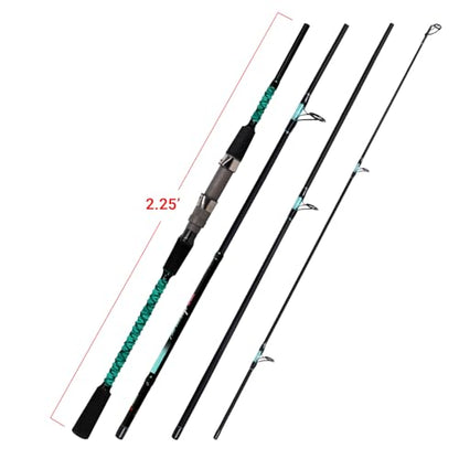 Fiblink Surf Fishing Rod Portable Travel Surf Spinning Rod 2 Piece/3 Piece/4 Piece Carbon Fiber Saltwater Fishing Rod 9'/10'/12'/13'/15' - style: 9'-spinning-4pc