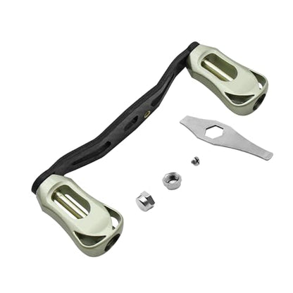 Fishing Reel Handle, Carbon Fiber Reel Replacement Parts Double Rocker Arm Handle for Baitcasting Reel - color: Light gold
