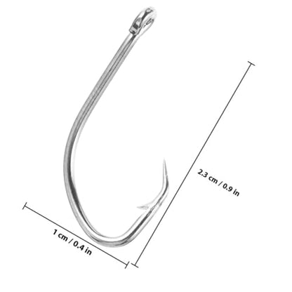 PartyKindom 50Pcs Offset Octopus Fishing Hooks Stainless Steel Long Shank Barbed Hooks Saltwater and Freshwater Bass Fishing Terminal Tackle