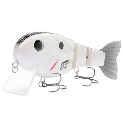BASSROCK Topwater Fishing Lures for Bass Pike Salmon Floating Swimbait Jointed Crankbait Freshwater Saltwater 4.9in/1.76oz RK1001 - color: White Shad, size: 4.9in/1.76oz