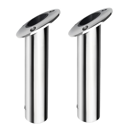 Fishing Rod Holder 2 Pack, 316 Stainless Steel 15/30/90 Degree Rod Holders for Fishing Boat, Flush Mount with Cap, Heavy Duty