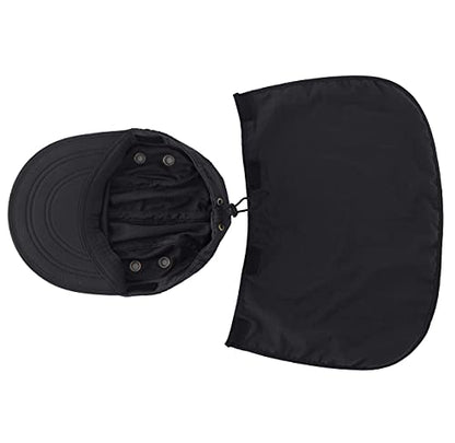 Connectyle Mens Foldable UV Protection Sun Hat with Removable Neck Flap Outdoor Adventure Sun Cap for Fishing Hiking Safari - color: Black
