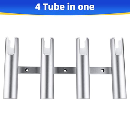 NovelBee 4 Tube Fishing Rod Holder for Boat,Aluminium Rod Rack with Screws | 4 Tube Rod Holder for Boat;Aluminium Fishing Rod Rack;Wall-Mounted Rod Pole Holder with Screws - color: Silver & White