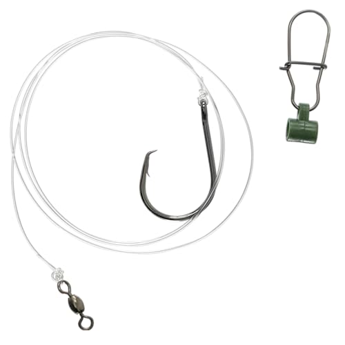 1,5 & 10-Pack Slider Rig 8/0 Circle Hook for Striped Bass - Uncle Mo's Tackle Saltwater Fishing Gear - Robust Slider, 4ft 60lb Monofilament Leader for Surf, Beach & Boat Fishing