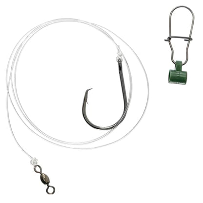 1,5 & 10-Pack Slider Rig 8/0 Circle Hook for Striped Bass - Uncle Mo's Tackle Saltwater Fishing Gear - Robust Slider, 4ft 60lb Monofilament Leader for Surf, Beach & Boat Fishing