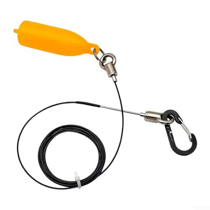 Portable Fish Tether For Live Fish Storage: Coated Stainless Steel Cable, Quick-Release Carabiner Clip, Orange PVC Foam Floats – 2M To 6M