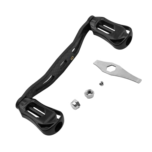 Fishing Reel Handle, Carbon Fiber Reel Replacement Parts Double Rocker Arm Handle for Baitcasting Reel - color: Black