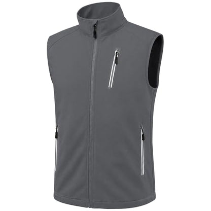Men's Lightweight Vest Golf Soft Shell Vests Travel Casual Sleeveless Jacket Windbreaker Hiking Outerwear - color: Dark Gray, size: Large