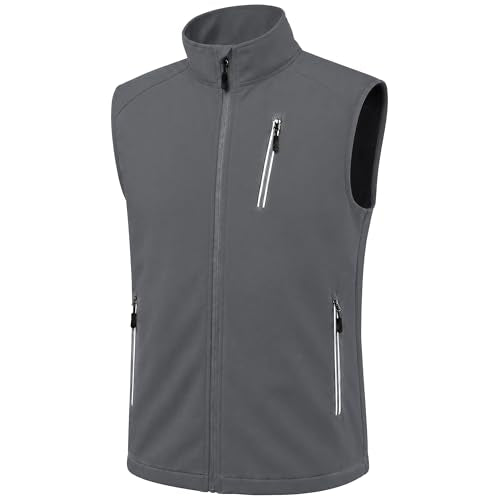 Men's Lightweight Vest Golf Soft Shell Vests Travel Casual Sleeveless Jacket Windbreaker Hiking Outerwear - color: Dark Gray, size: X-Large