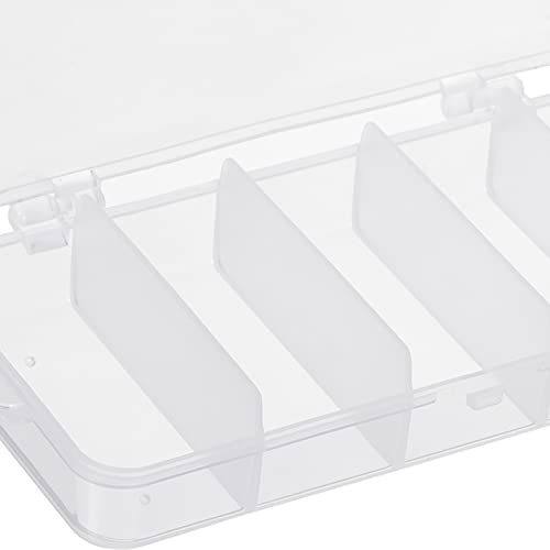 Fishing Tackle Box, 4 Pack 4.9 x 2.4 x 1 Inch Plastic 5-Grid Fish Lure Bait Hooks Accessory Storage Container, Clear