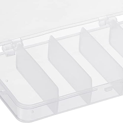 Fishing Tackle Box, 4 Pack 4.9 x 2.4 x 1 Inch Plastic 5-Grid Fish Lure Bait Hooks Accessory Storage Container, Clear