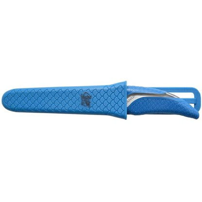 CUDA 3" Net Knife Saltwater & Freshwater Serrated Edge Titanium Bonded Stainless Steel Blade Knife with Non-Slip Scale Pattern Grip | Sheath Included