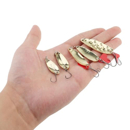 10pcs Metal Spoons Lures Kit with Hook Tackle Box, Hard Fishing Lures, Sequin Baits for Trout, Panfish, Bass