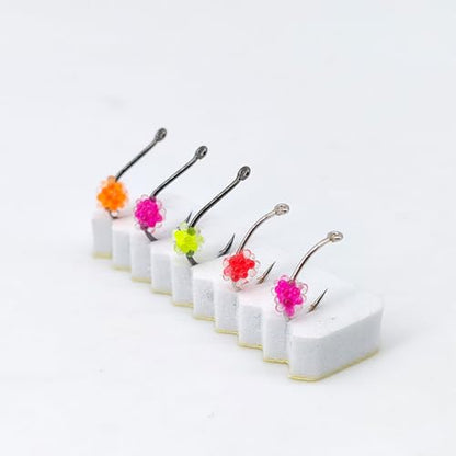 of 8 Angling Hook with Luminescent Fish Eggs Imitations and High Tensile Strength Ideal for Fast Moving Stream Fish Professional Fishing Gear