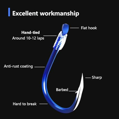 AMHDV Tiny Fishing Hooks with Line, Small Fishing Hook and Leader (Pack of 20) - color: Blue, size: 14# (1.1-3.3lb)