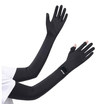 Full Finger UV Protection Gloves Driving Gloves Women, Breathable Touchscreen UPF Glove Sun Protection Glove - color: Black, size: One Size