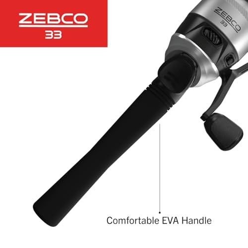 Zebco 33 Spincast Reel and Fishing Rod Combo, 6-Foot 2-Piece Fiberglass Rod with EVA Handle, Quickset Anti-Reverse Fishing Reel with Bite Alert - style: 6 Foot - Spincast - Silver/Black