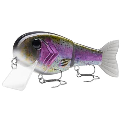 BASSROCK Topwater Fishing Lures for Bass Pike Salmon Floating Swimbait Jointed Crankbait Freshwater Saltwater 4.9in/1.76oz RK1001 - color: Rainbow Trout, size: 3.9in/1.04oz