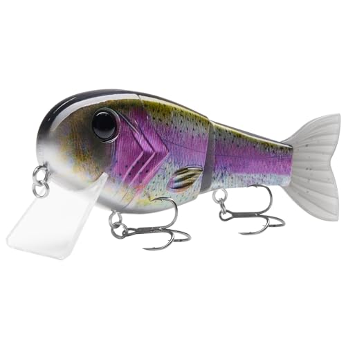 BASSROCK Topwater Fishing Lures for Bass Pike Salmon Floating Swimbait Jointed Crankbait Freshwater Saltwater 4.9in/1.76oz RK1001 - color: Rainbow Trout, size: 3.9in/1.04oz