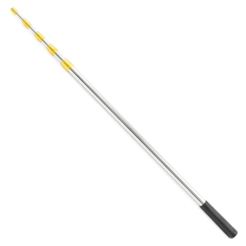 Cyfie Retractable Fishing Gaff, 4.8/6.6/7.8/9.4/16.4ft Telescopic Fishing Gaff with 8mm Screw, Capable for Fish Gig Spear Harpoon Hook, Ice and Saltwater Fishing Gaff Pole for Hunting Fish Frog Mole - color: 16.4 Feet Retractable Pole