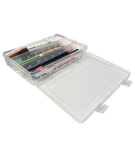 4-Pack Clear Plastic Artist's Art Supply Storage Sketching Pencil Case, Large Capacity Charcoal Pencil Organizer Box with Compartments for Sketching and Drawing Tools.