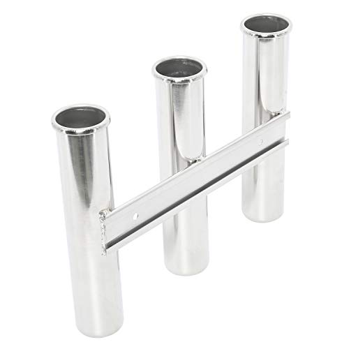 DasMarine 2 Pack 316 Stainless Steel Wall Side Mounted Rod Holder 3 Rod Rack Fishing Rod Pod for Marine Yacht RV