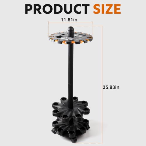 360-Degree Fishing Pole Holder, 16-Rod Fishing Rod Rack with Locking Wheels | Space-saving fishing pole rack for garage with locking wheels, ABS build, dual line slots, soft clips and gift-ready storage
