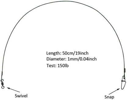 Joyiii 20Pcs 19inch Over 100Lb Fishing Wire Leaders Heavy Duty Fishing Stainless Steel Wire Leaders with Swivels and Snaps