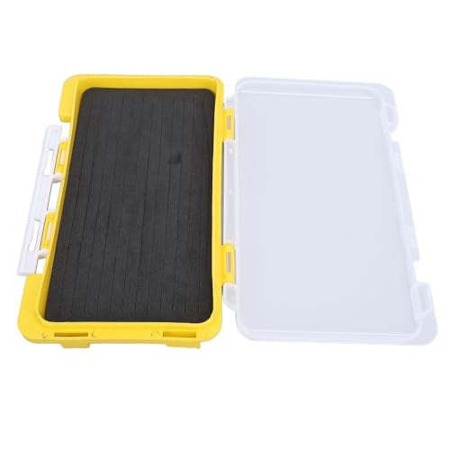 Portable Water proof Fishing Tackle Box - Slim Foam Insert Hook Organizer Case for Lures & Jigs (17.3x9.75x2cm, Yellow)‌