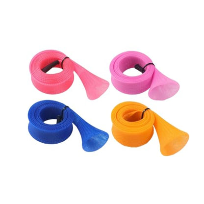 4Pcs Fishing Rod Covers, 4 Colors Telescopic Fishing Rod Protection Covers, Braided Mesh Rod Sock Spinning Fishing Rod Sleeves, Fishing Pole Tool for Sea Fishing Rod