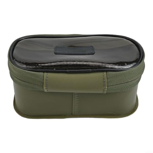 EVA Fishing Tackle Box, Thickened Waterproof Storage Case with Transparent Lid, Portable Hard Shell Organizer for Hooks Lures Baits, Dark Green, 6.3x3.7x2.4 Inch