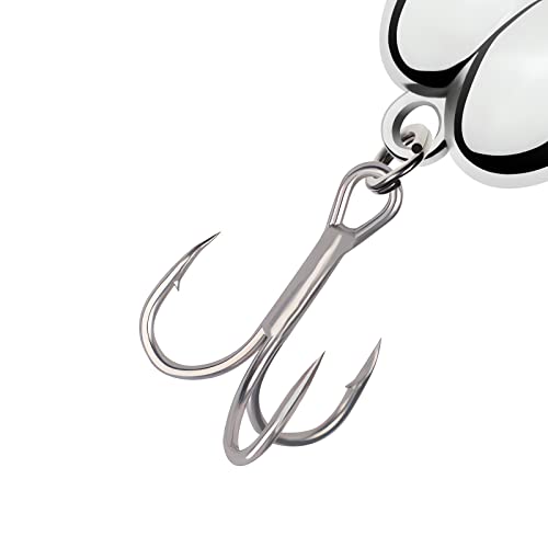 5 Pieces Fishing Spoons Lure for Trout Bass Salmon,Fishing Treble Hooks Spinning Lures,Hard Metal Zinc Alloy Fishing Hooks,Fishing Tackles Spoon Spinner Baits kit for Freshwater Saltwat - size: 0.52OZ