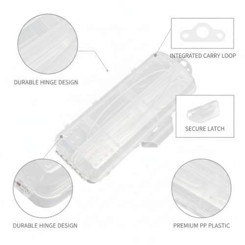 Kayak and Bank Fishing Essential: Double-Sided Folding Tackle Box with 12 Compartments for Lures, Slim PP Plastic Organizer - color: Clear