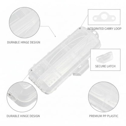Kayak and Bank Fishing Essential: Double-Sided Folding Tackle Box with 12 Compartments for Lures, Slim PP Plastic Organizer - color: Clear