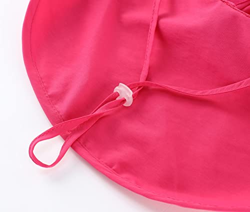 Connectyle Kids Large Brim UV Protection Sun Hat with Neck Flap Mesh Fishing Cap - color: Hot Pink