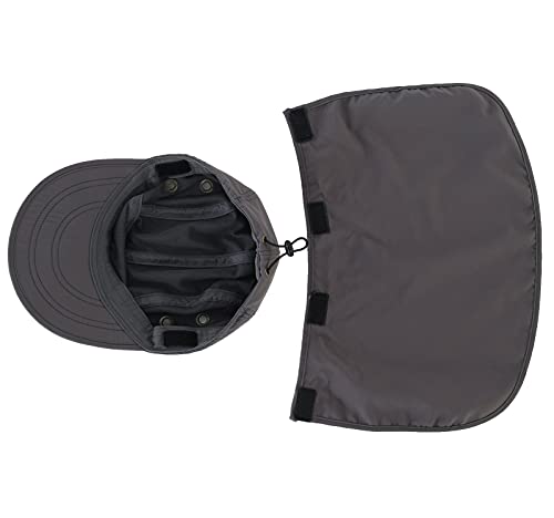 Connectyle Mens Foldable UV Protection Sun Hat with Removable Neck Flap Outdoor Adventure Sun Cap for Fishing Hiking Safari - color: Dark Grey