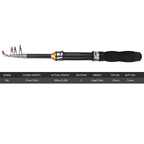 Fishing Rod Portable Small Short Sea Pole Mini Sea Fishing Tools Telescopic Fishing Rod for Travel Seawater Freshwater Bass Trout Fishing(1M)
