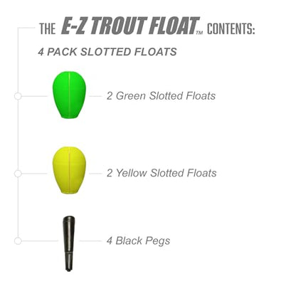 Trout Magnet E-Z Trout Floats - 36 Easy to Adjust Slotted Fishing Bobbers - Freshwater and Saltwater Teardrop Fishing Strike Indicators - Made in The USA by Leland's Lures - Ultra-Responsive Floats - size: 4-Pack