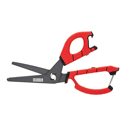 BUBBA Large Shears Fishing Tool With Micro-Serrated Blades for Braided Line - Clip Sheath Included - size: Large