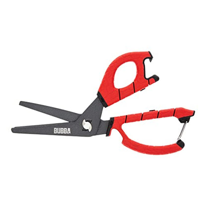 BUBBA Large Shears Fishing Tool With Micro-Serrated Blades for Braided Line - Clip Sheath Included - size: Large
