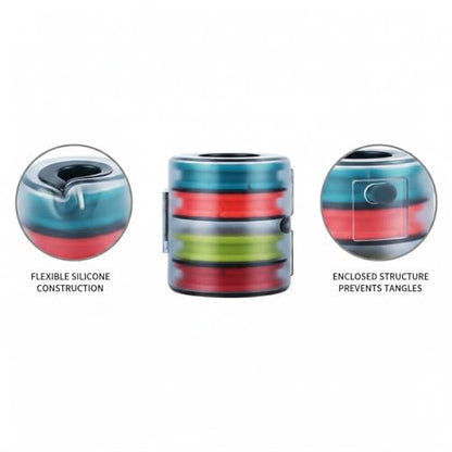 Silicone Fishing Line Spool Holder, Flexible Tackle Organizer for Main Line & Leaders, Compact Storage Box 3.35 x 2.44 x 2.64 Inches