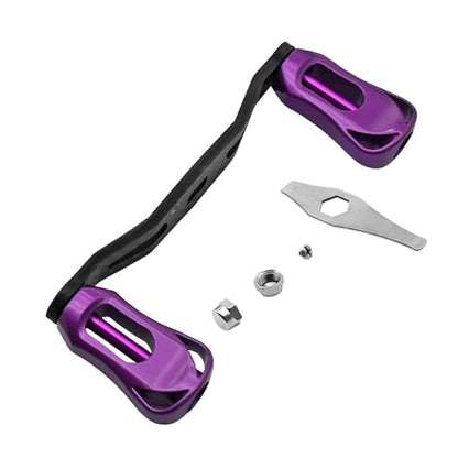 Fishing Reel Handle, Carbon Fiber Reel Replacement Parts Double Rocker Arm Handle for Baitcasting Reel - color: Purple