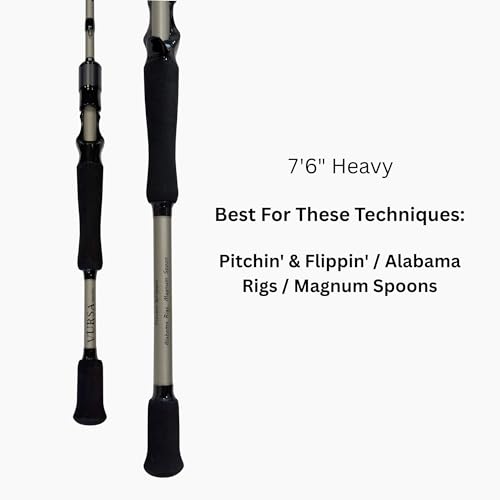 Fitzgerald Vursa Series Baitcasting Rods | High Modulus Graphite | American Tackle TiForged Air Guides | 9 Models | Bass, Walleye & Musky | Freshwater & Inshore - size: 7'6" Heavy (casting)