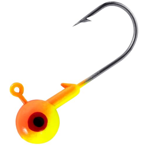 Dr.Fish 20 Pack Fishing Jig Heads, Crappie Jig Round Ball Head Freshwater Fishing Hooks Bass Trout Panfish Walleye Bluegill Saltwater - color: Orange/Yellow, size: 1/4oz-Hook #1